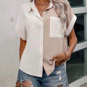Shein two toned button up blouse